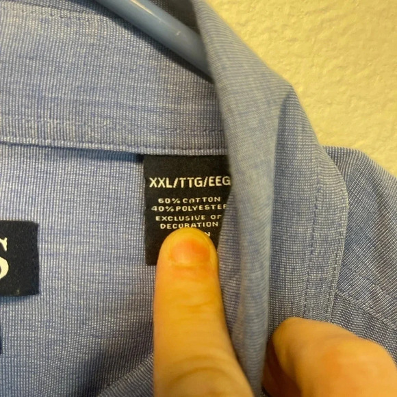 Chaps Mens custom fit size xxl long sleeve button up blue Oxford - Picture 3 of 5